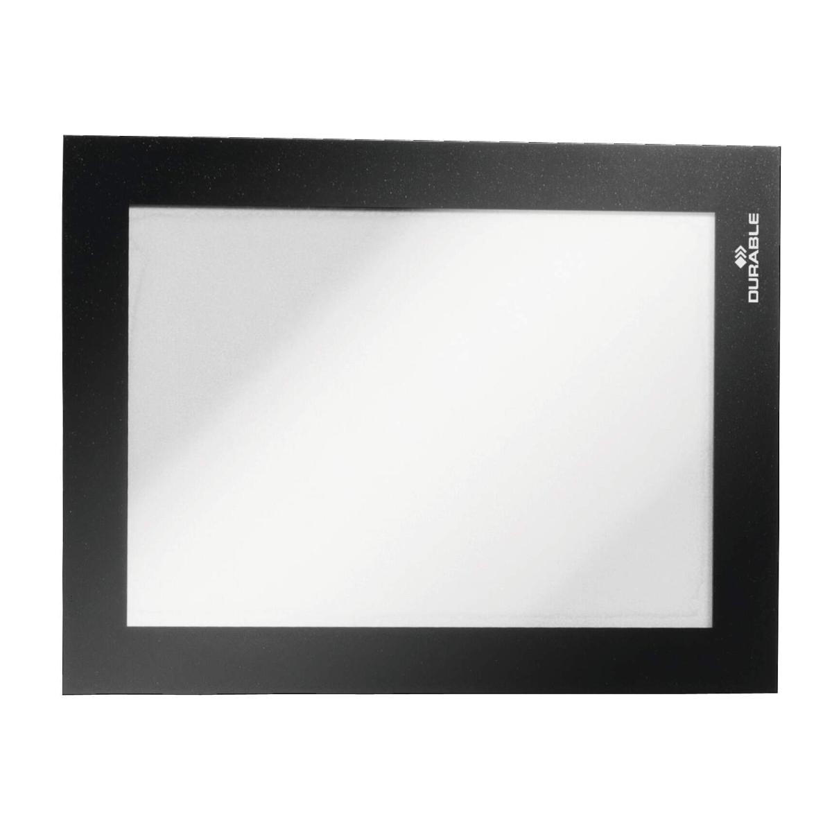 Durable DURAFRAME Self Adhesive Magnetic Signage Frame 2 Pack A6 - Black