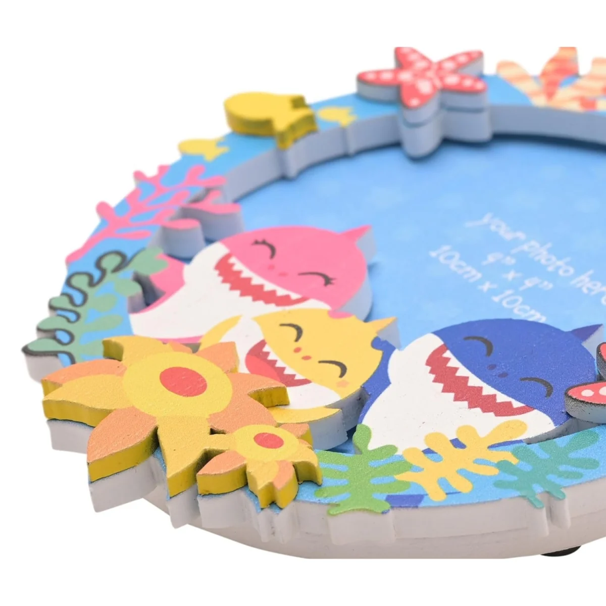 Baby Shark Wooden Photo Frame 10cm x 10cm Multi - Blue – image 3