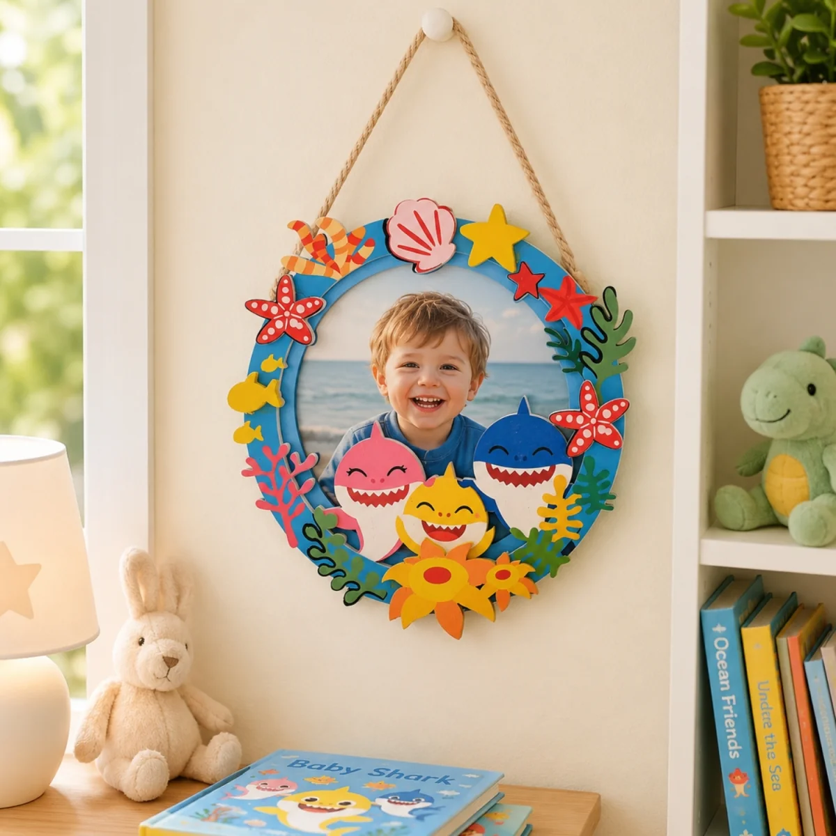 Baby Shark Wooden Photo Frame 10cm x 10cm Multi - Blue – image 5