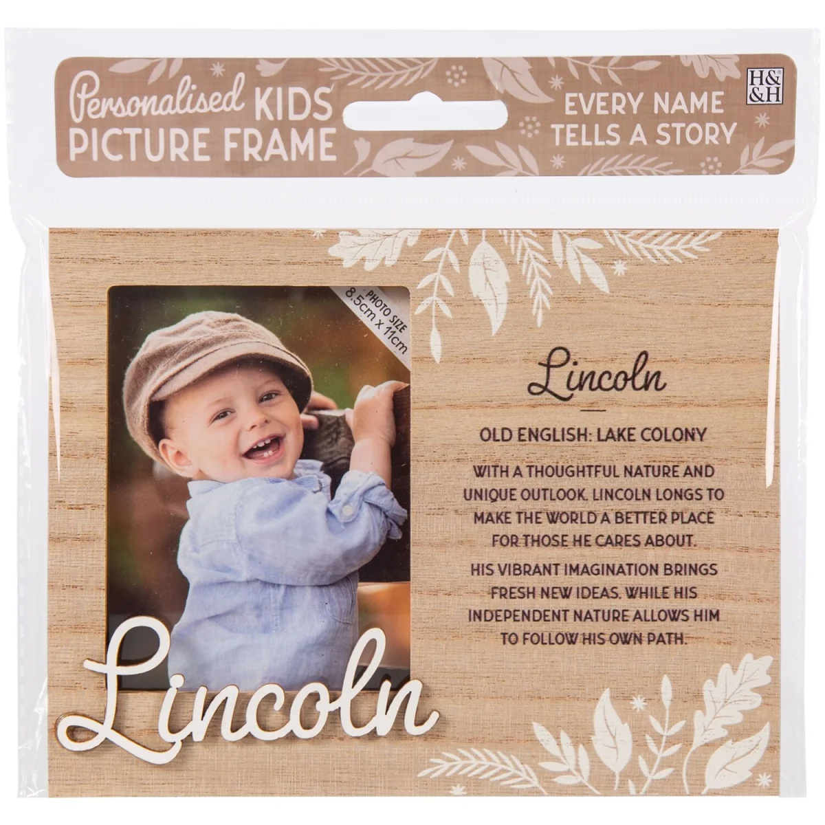 Lincoln Pre-personalised Child's Picture Frame - Light Brown – image 2