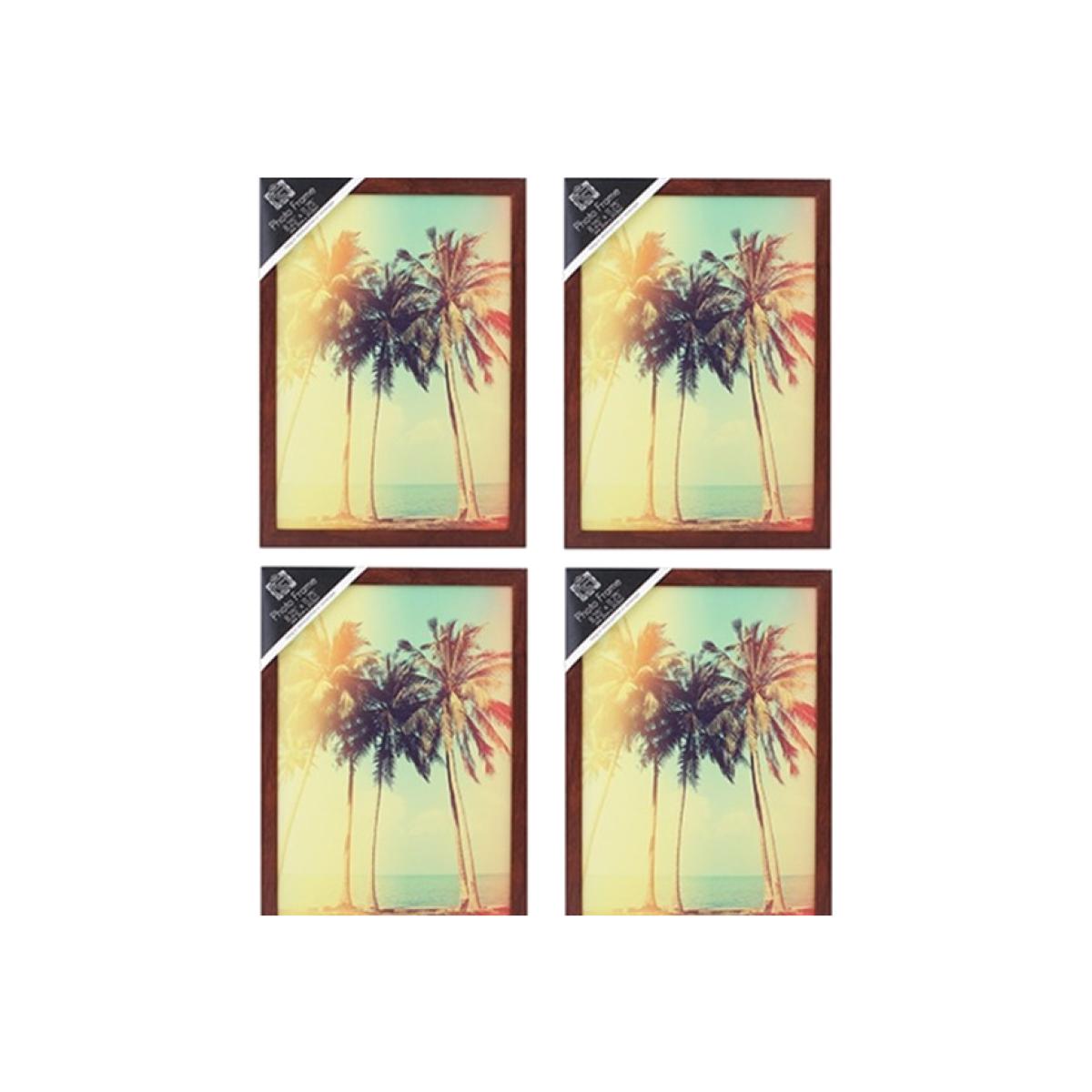 4 A4 Dark Wood Photo Frames - Brown