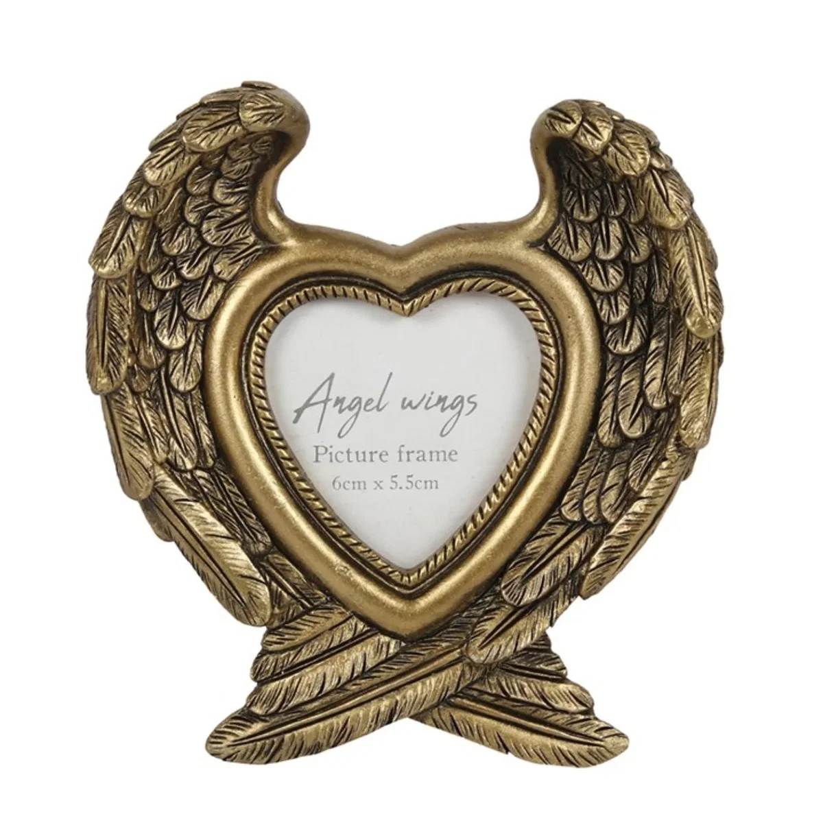 Antique Gold Angel Wings Heart Photo Picture Frame Holder - Gold – image 2