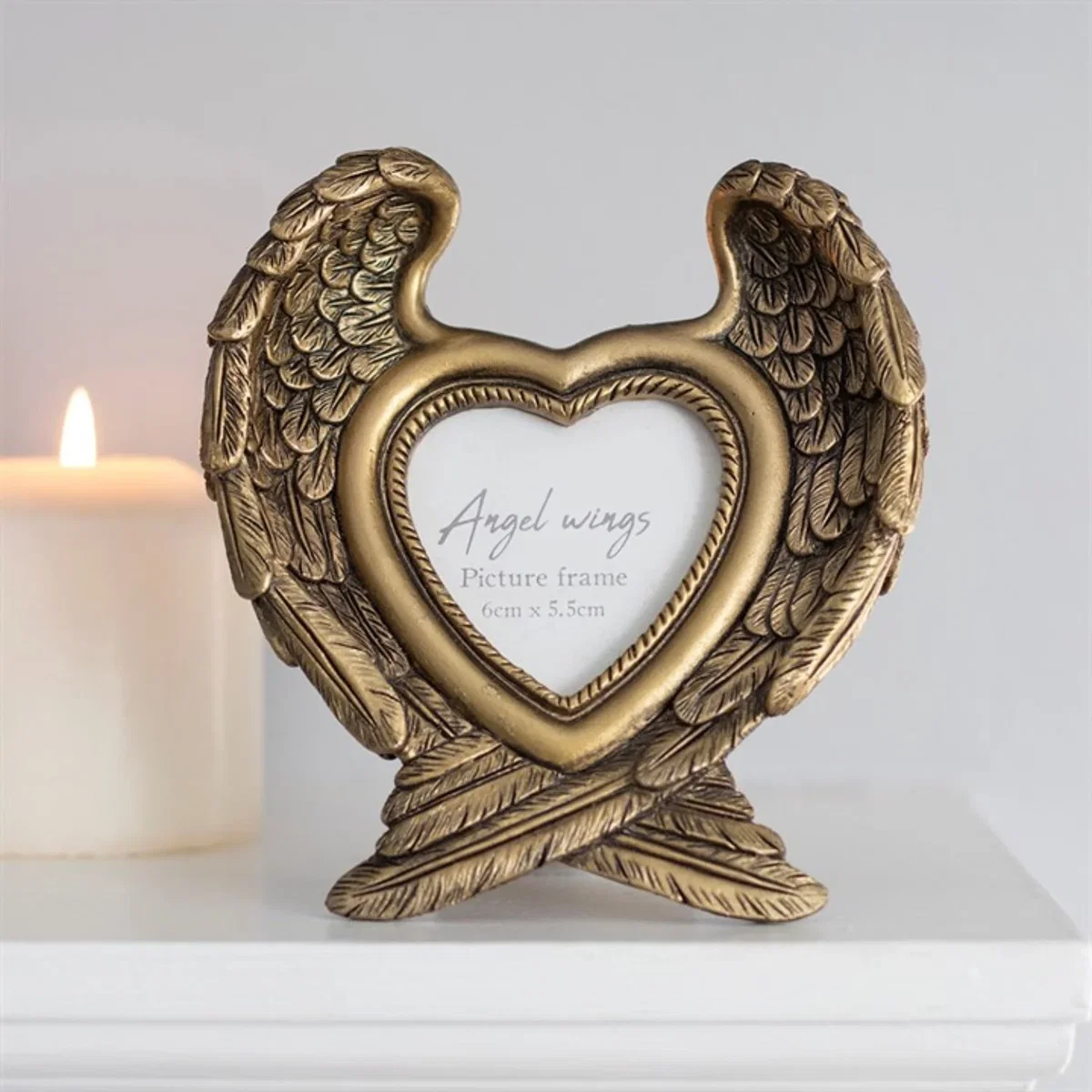 Antique Gold Angel Wings Heart Photo Picture Frame Holder - Gold – image 3