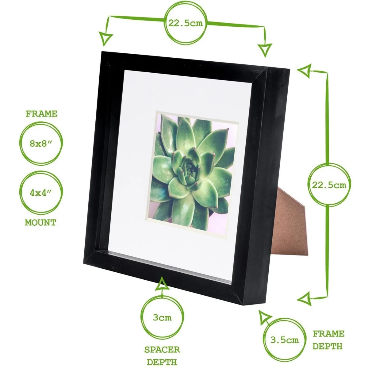 3D Box Photo Frames - 8 x 8" with 4 x 4" Mount - White/White - Pack of 5 - White – image 6
