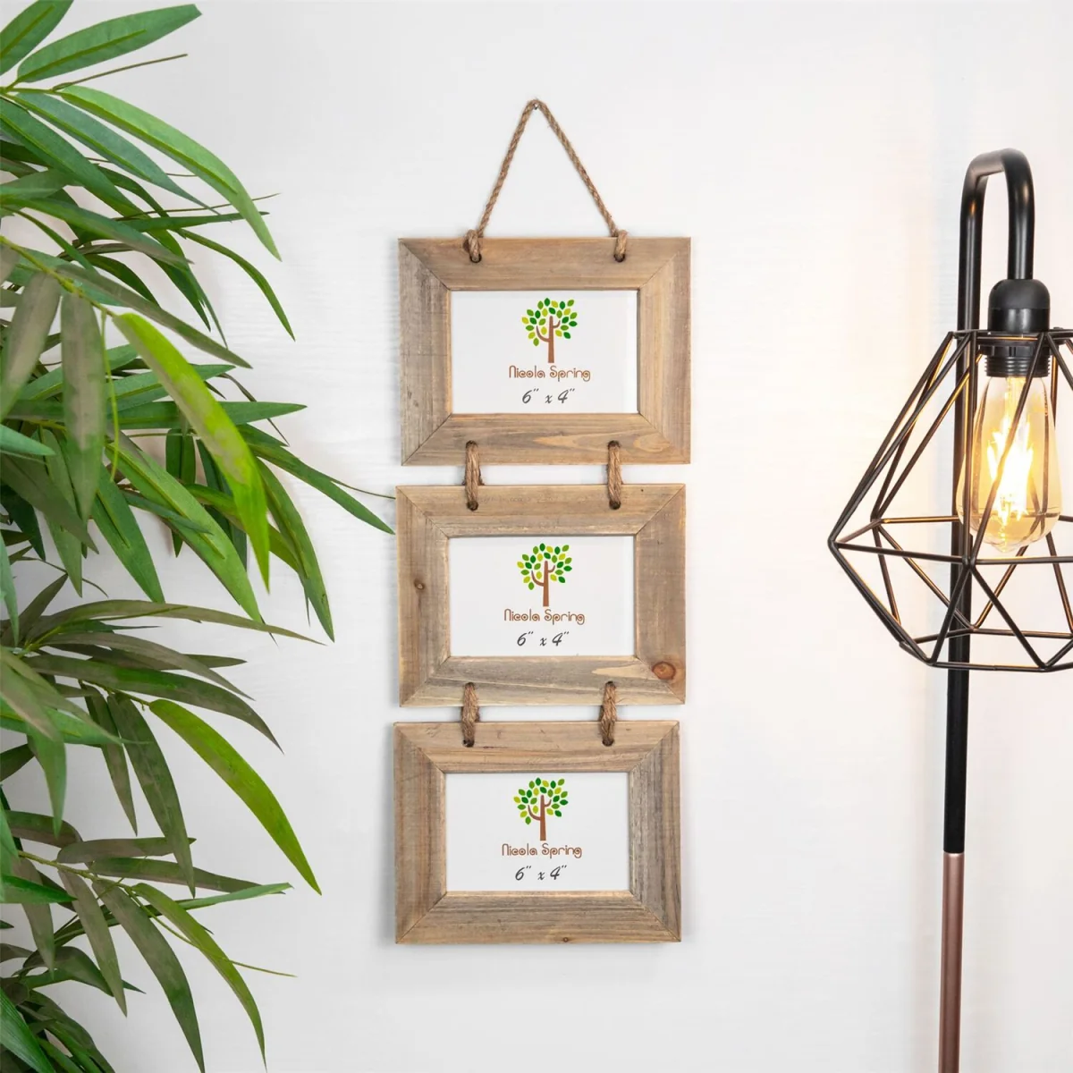 Rustic Wooden Hanging 3 Photo Frames - 6 x 4" - Natural - Pack of 2 - Brown – image 4