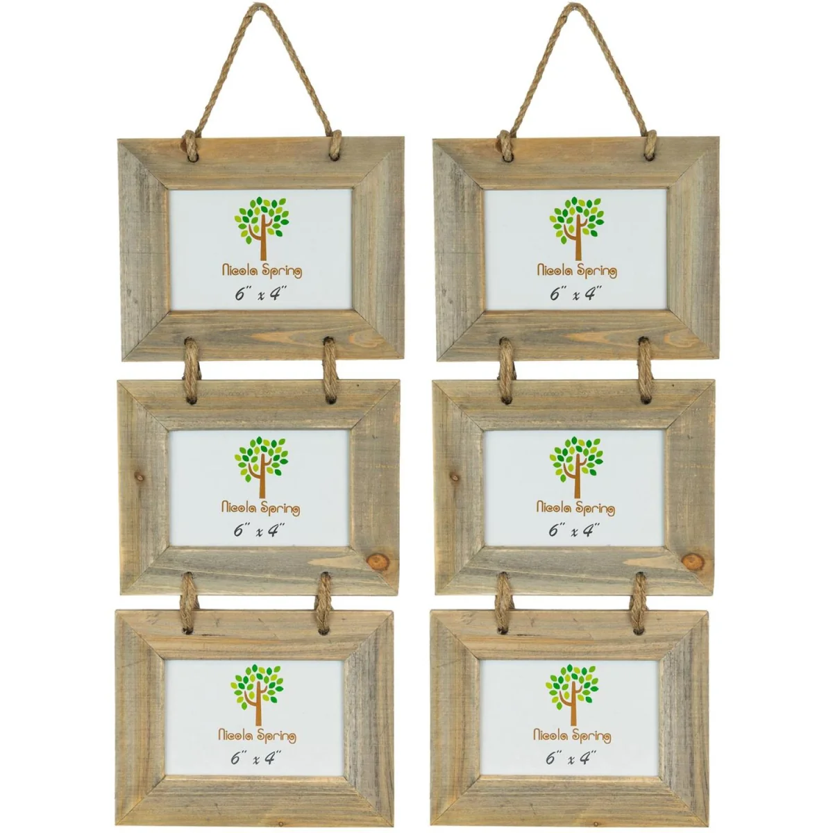 Rustic Wooden Hanging 3 Photo Frames - 6 x 4" - Natural - Pack of 2 - Brown – image 5