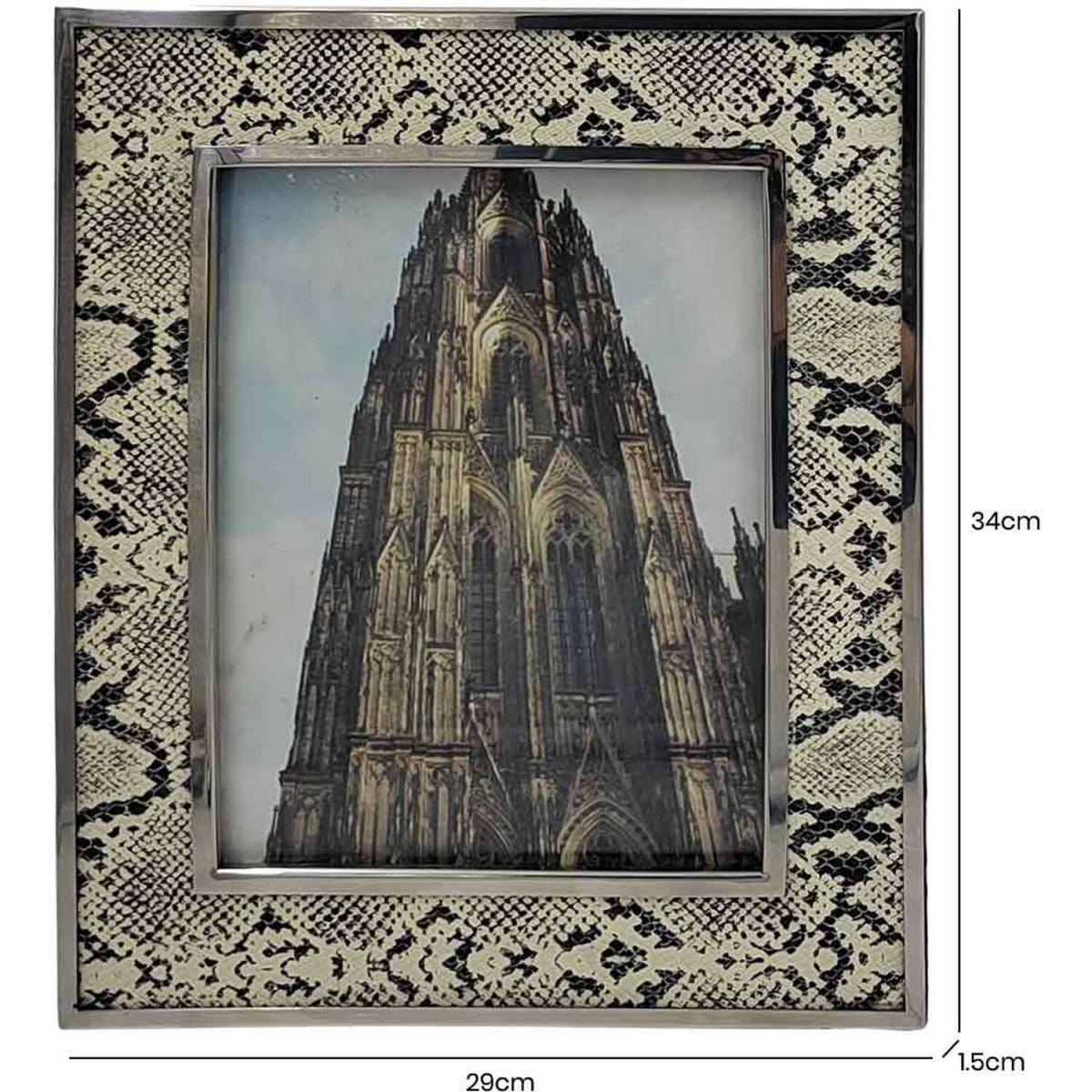 Faux Snake Leather Single Photo Frame - Black/white – image 2