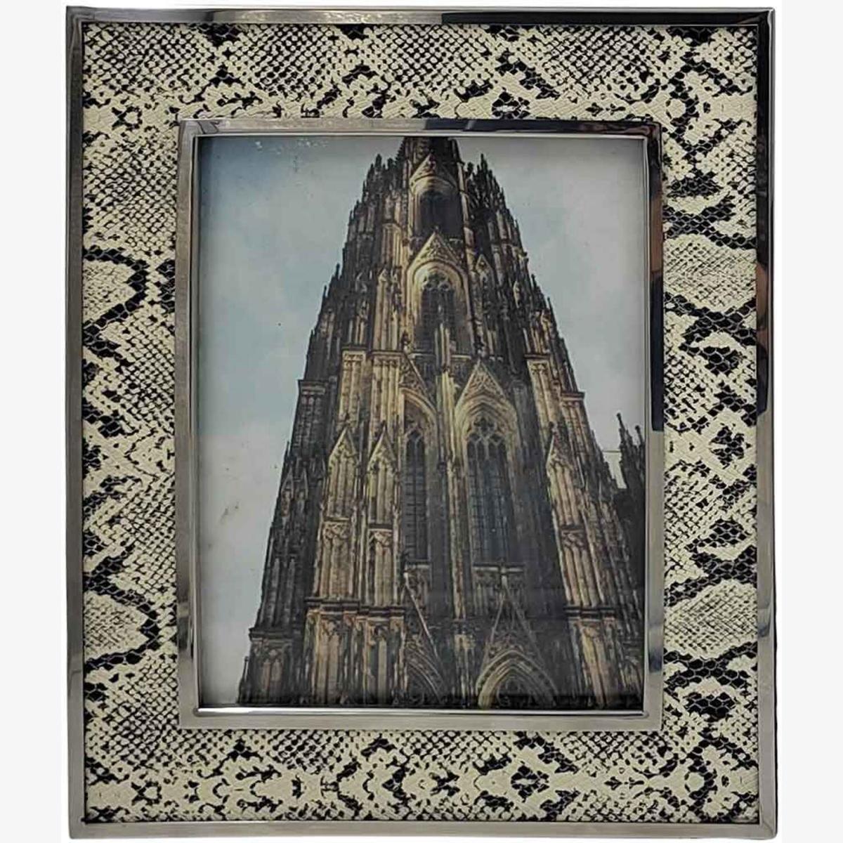Faux Snake Leather Single Photo Frame - Black/white – image 1