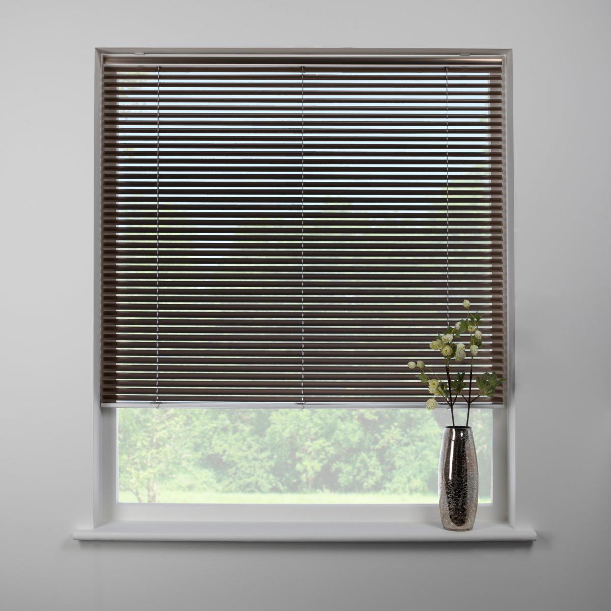 Swish Brushed Bronze Cordless Aluminium Venetian Blind 25mm Slats Brown – image 1