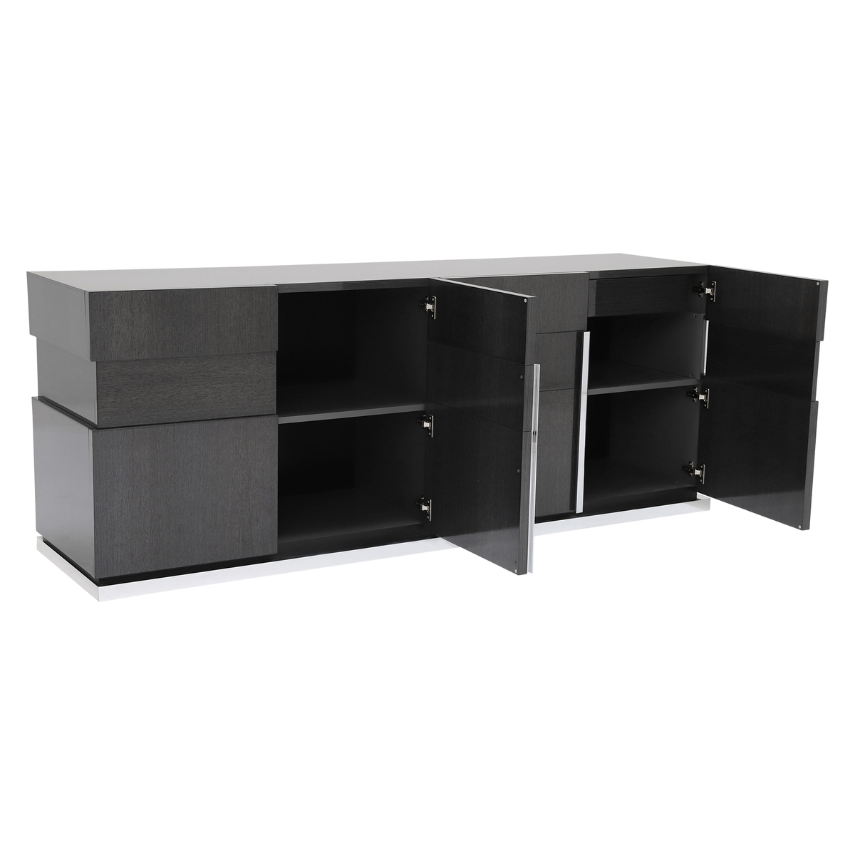 Borgia 4 Door Koto Wood KD Sideboard, Grey Highgloss – image 4