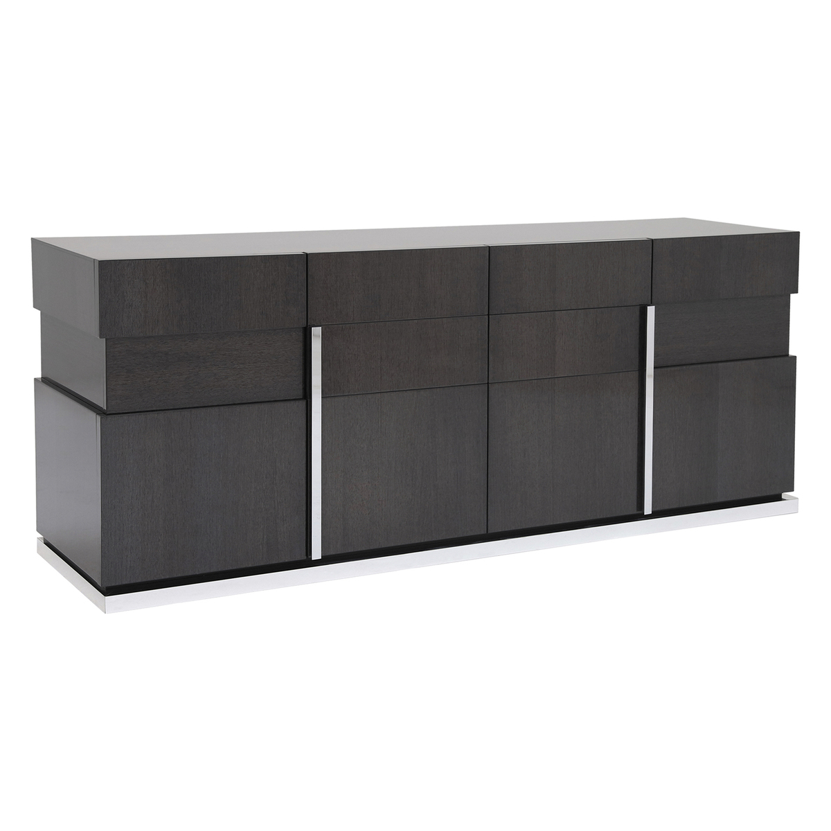Borgia 4 Door Koto Wood KD Sideboard, Grey Highgloss – image 2