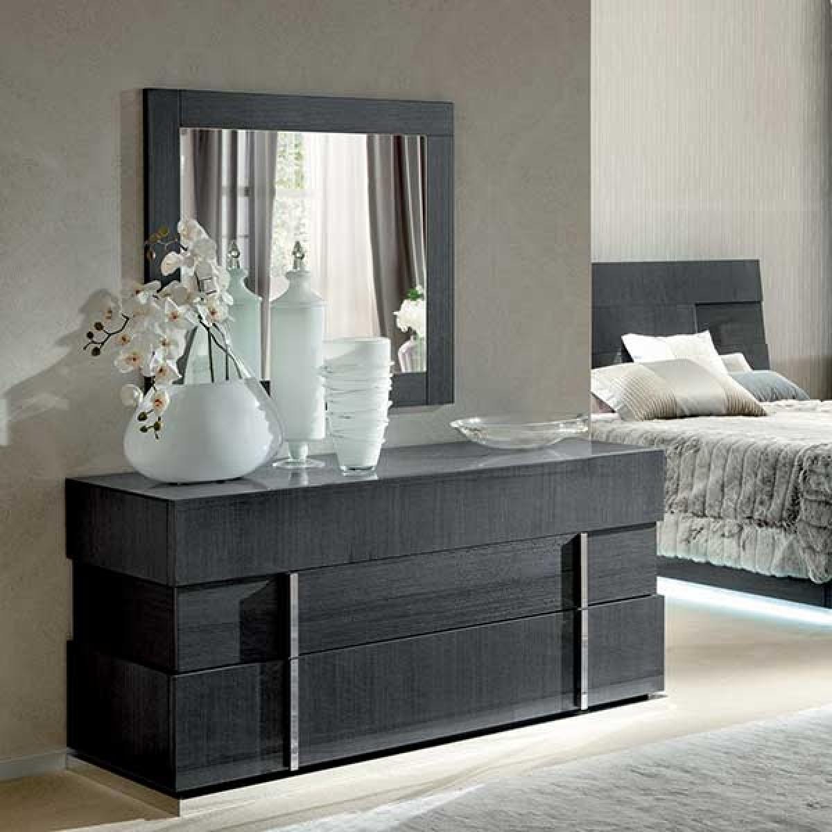 Borgia 3 Drawer Koto Wood Dresser, Grey Gloss | Barker & Stonehouse – image 2