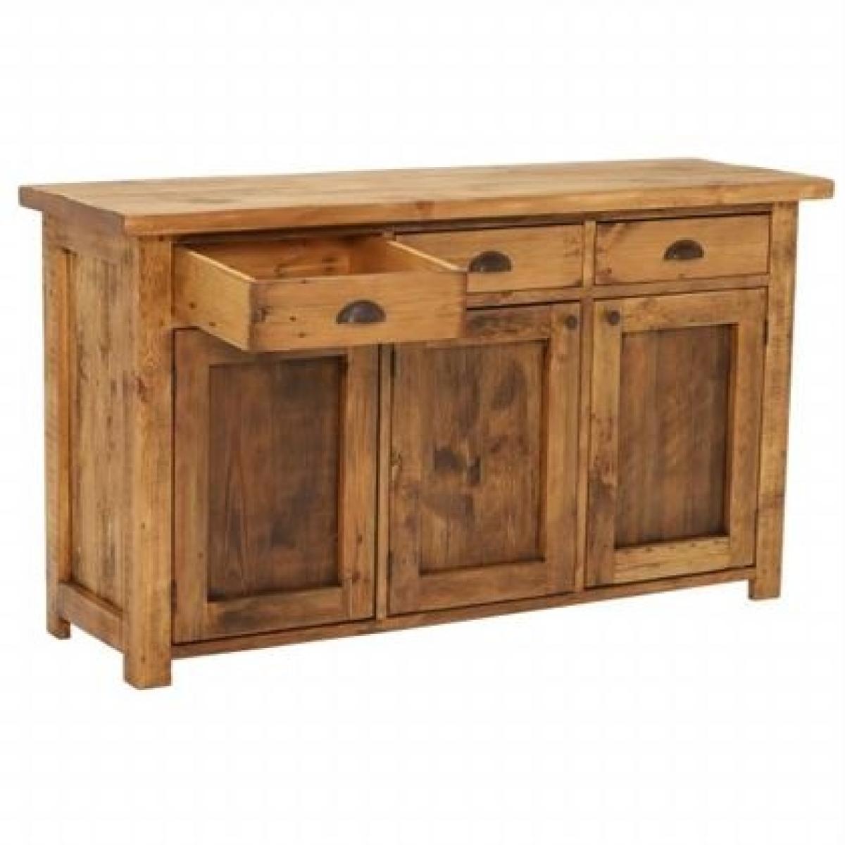 Covington Reclaimed Wood 3 Door Rustic Sideboard, Brown | Barker & Stonehouse – image 4