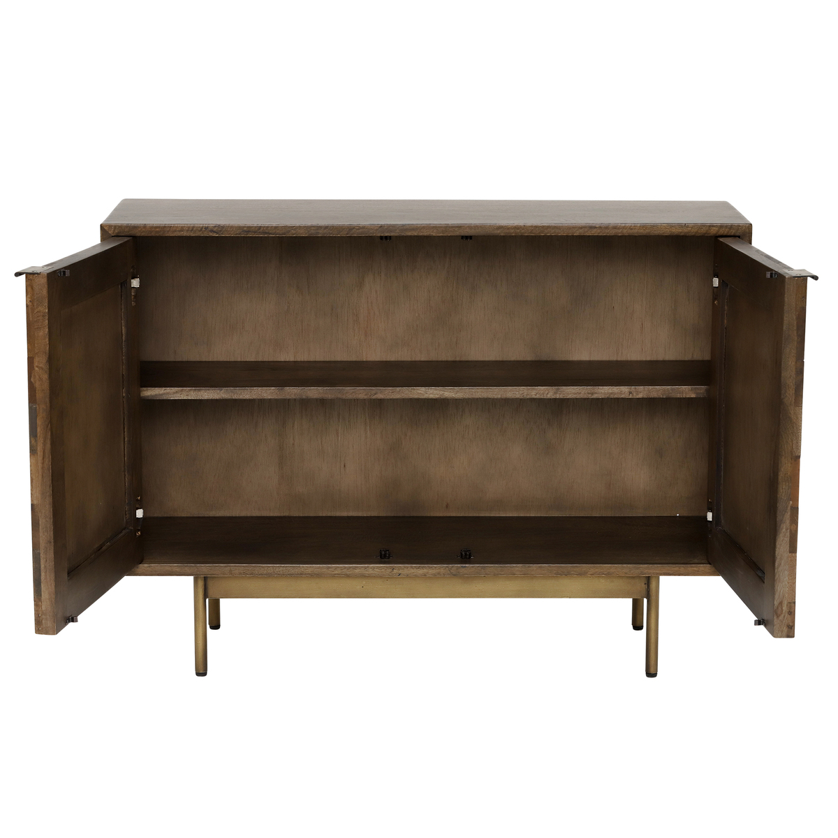 Facet 2 Door Sideboard, Dark Mango Wood and Brass – image 3