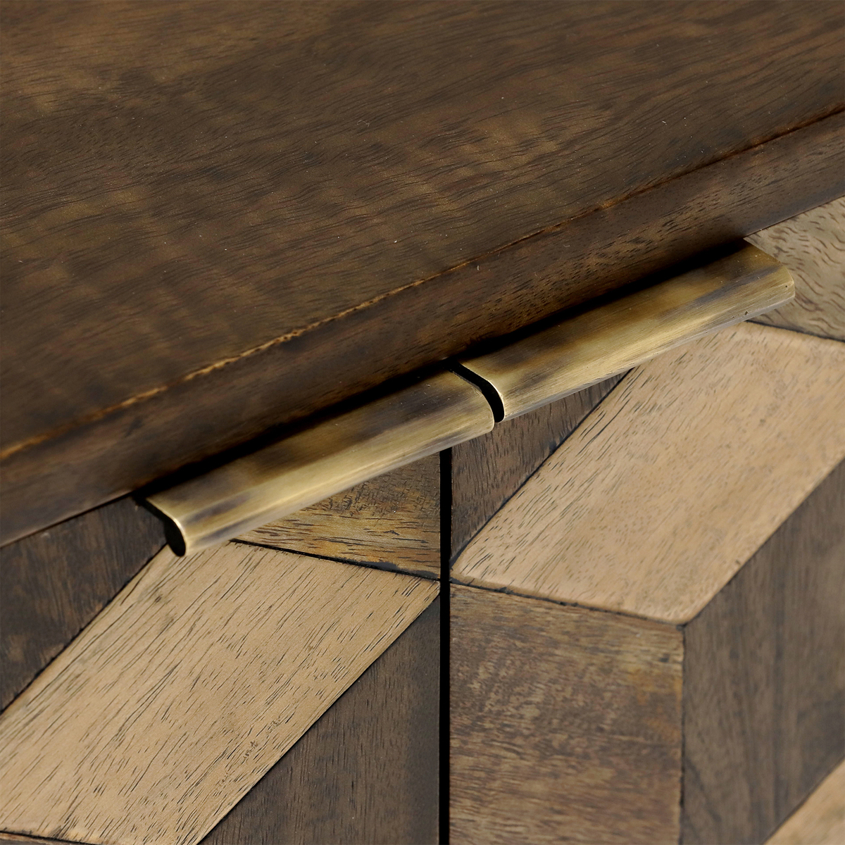 Facet 2 Door Sideboard, Dark Mango Wood and Brass – image 5