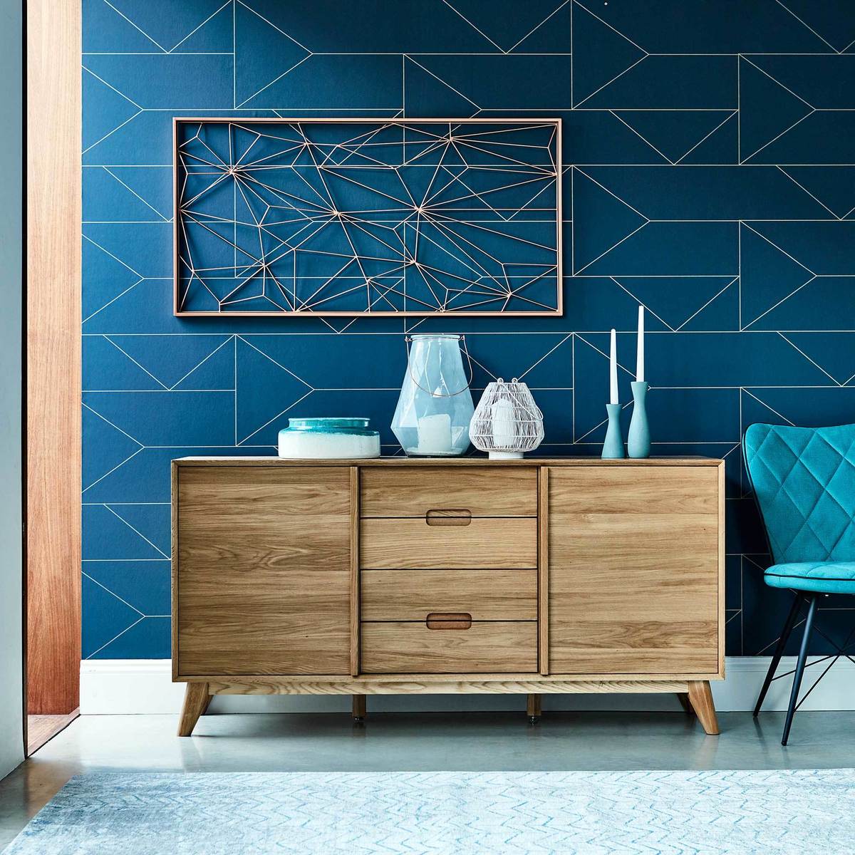 Lund 3 Section Sideboard, Oak – image 2