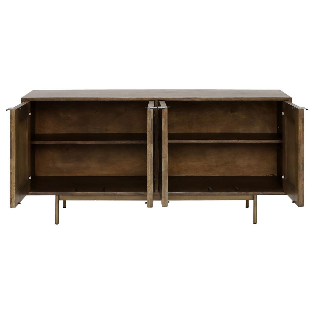 4 Door Sideboard - Geometric Pattern - Dark Mango Wood - W162 x D43.5 x H79cm - Barker and Stonehouse – image 3