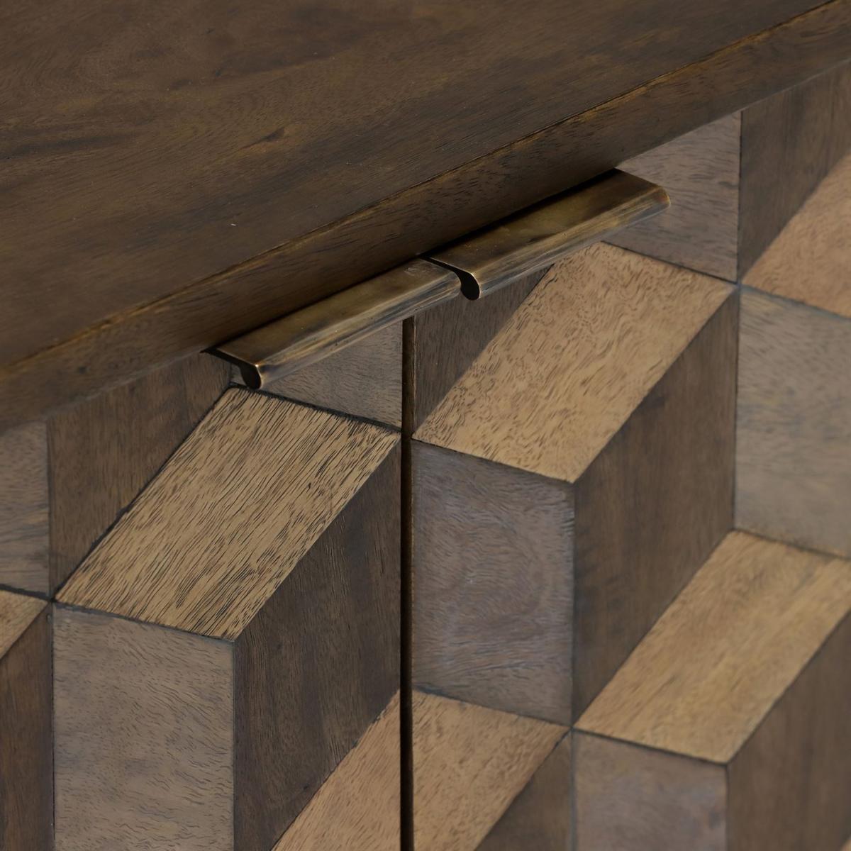 4 Door Sideboard - Geometric Pattern - Dark Mango Wood - W162 x D43.5 x H79cm - Barker and Stonehouse – image 5
