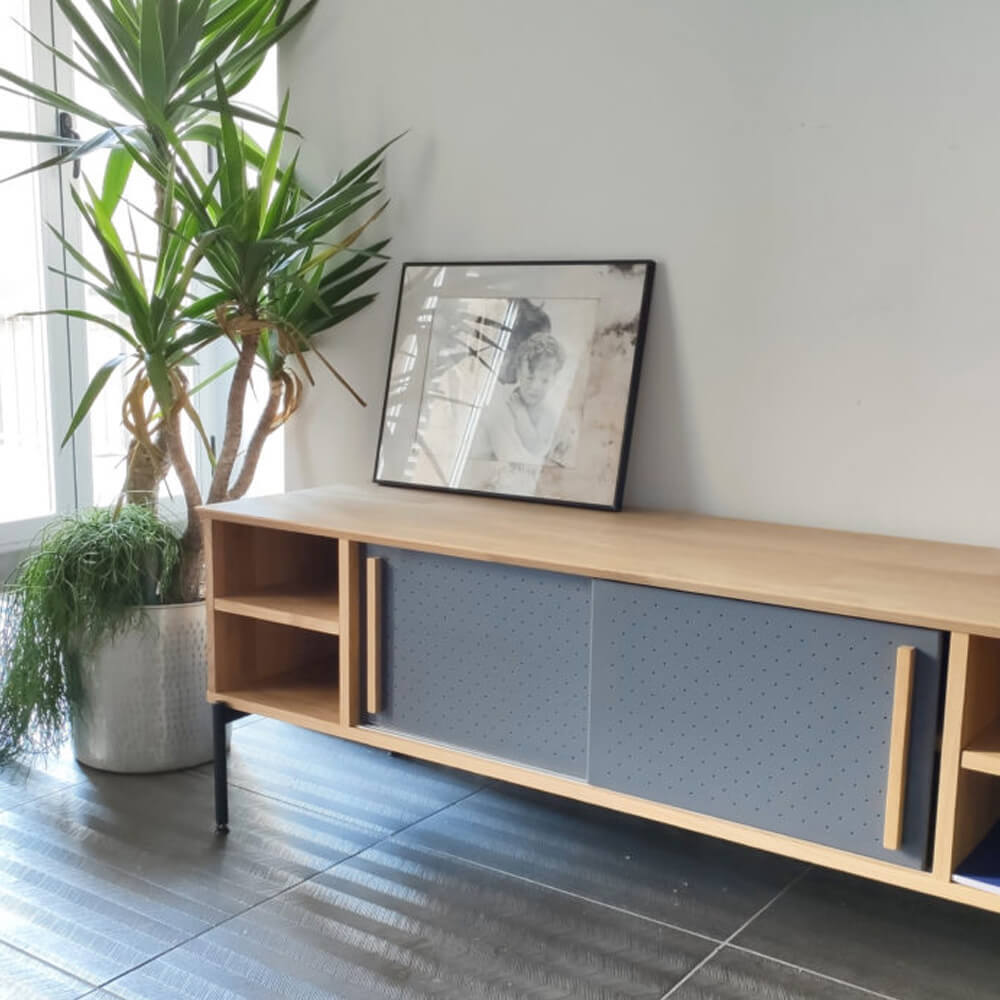 Solid Oak/ Anthracite Gray Uribitarte Sideboard – image 2