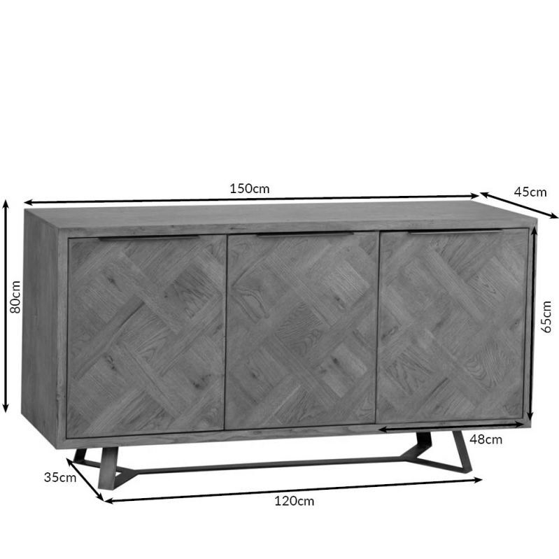 Industrial Oak 3 Door Large Sideboard – image 3