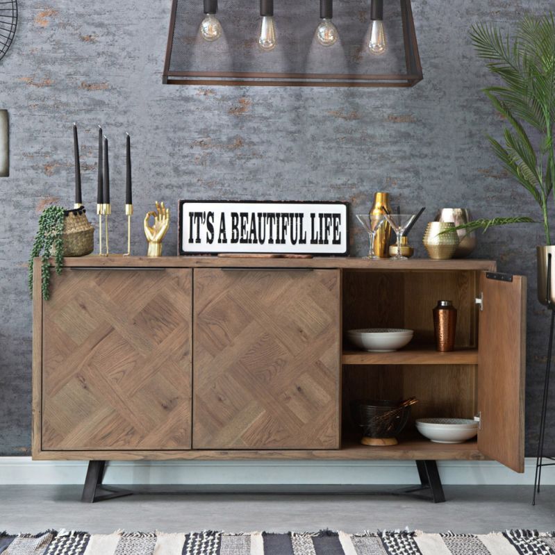 Industrial Oak 3 Door Large Sideboard – image 7