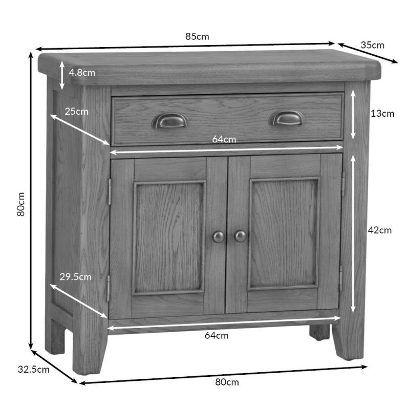Wessex Smoked Oak Mini 1 Drawer 2 Door Sideboard – image 3