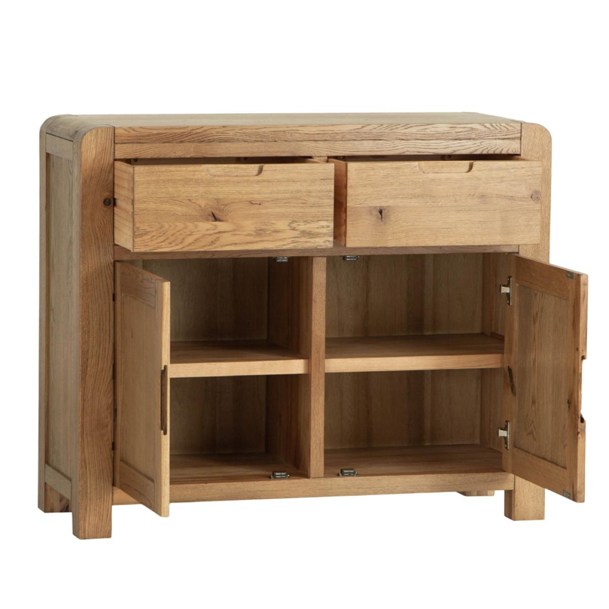 Oslo Chunky Oak Small 2 Door Sideboard – image 3
