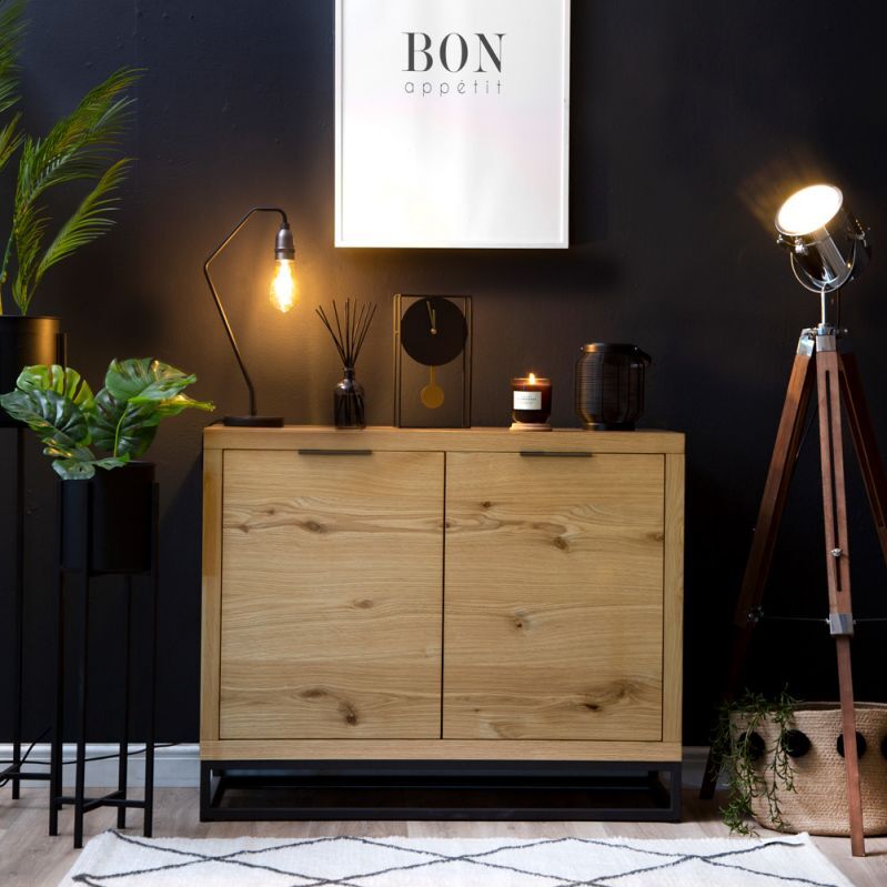Urban Industrial Oak Small 2 Door Sideboard – image 3
