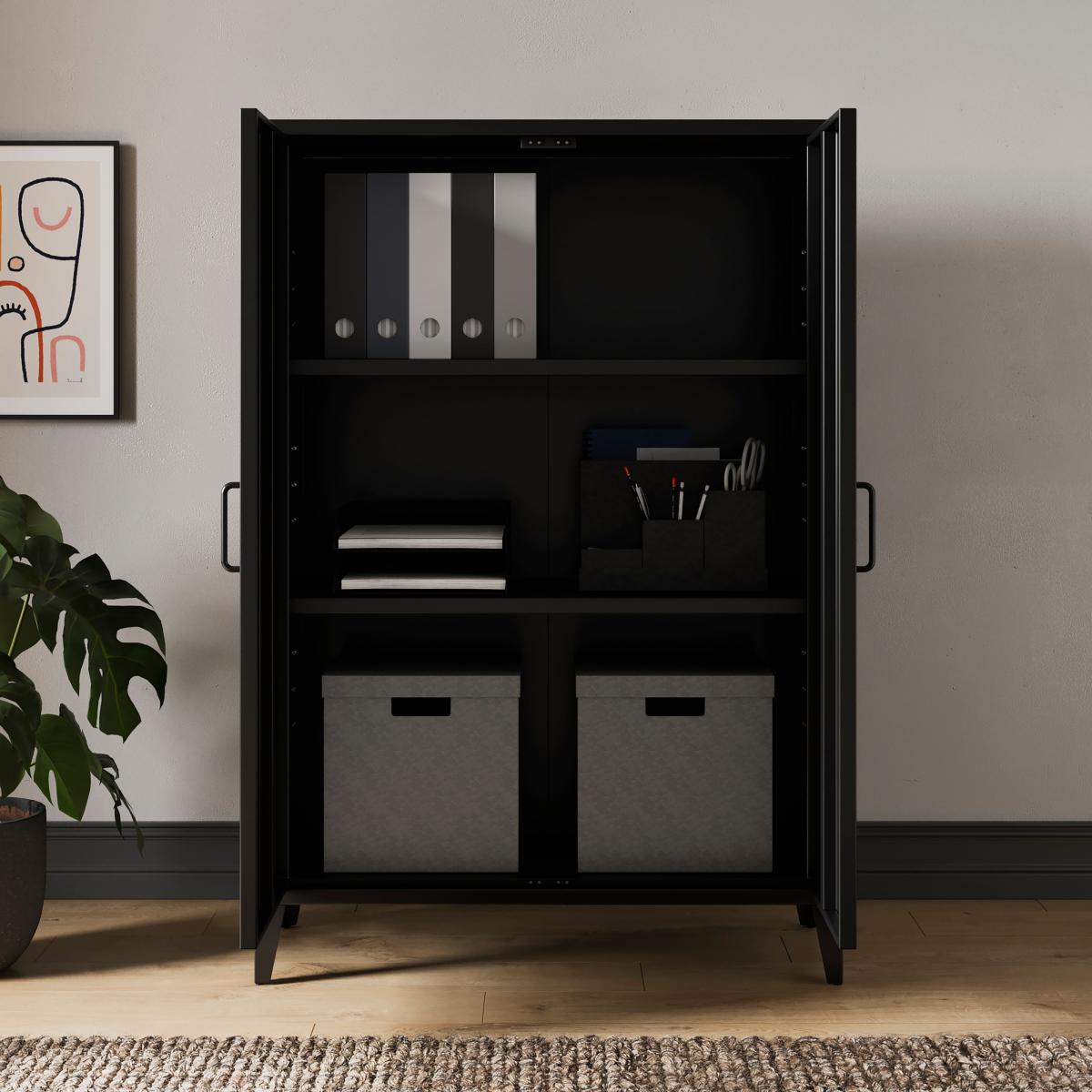 Helga Metal Tall Sideboard Black – image 2