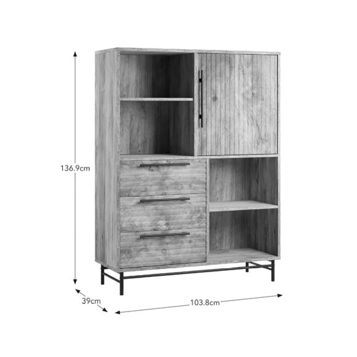 Bryant 1 Door 3 Drawer Highboard – image 8