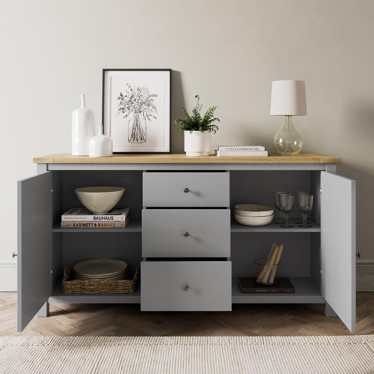 Olney Wide Sideboard Grey – image 3