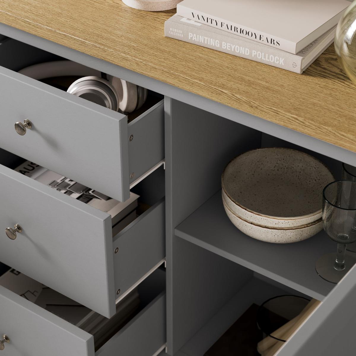 Olney Wide Sideboard Grey – image 4