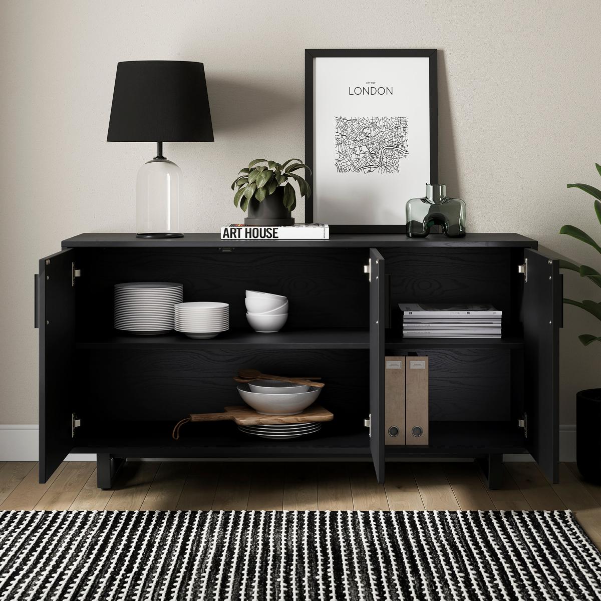 Freddie Large Sideboard Black Wood – image 2