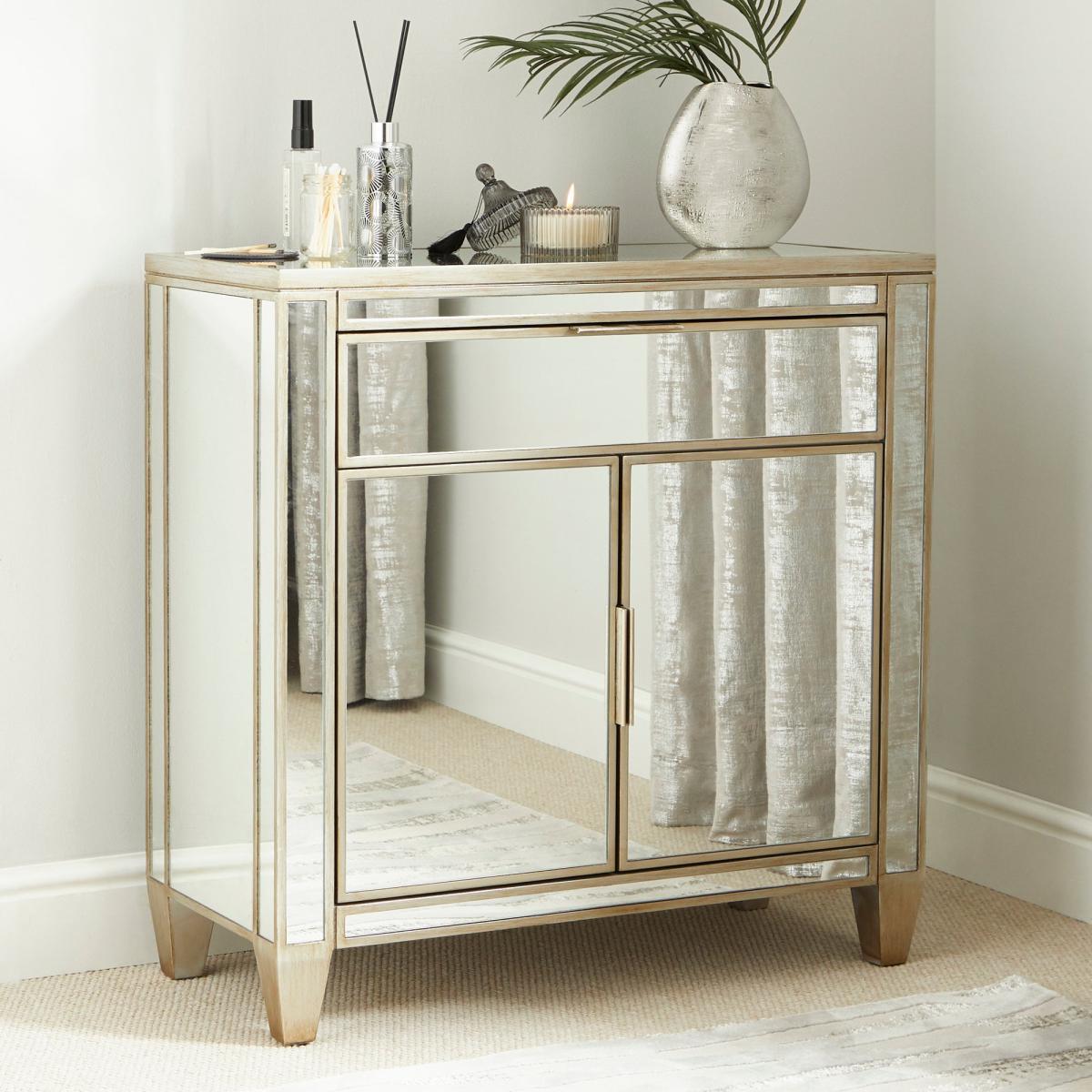 Fitzgerald Mirrored Small Sideboard Silver – image 1
