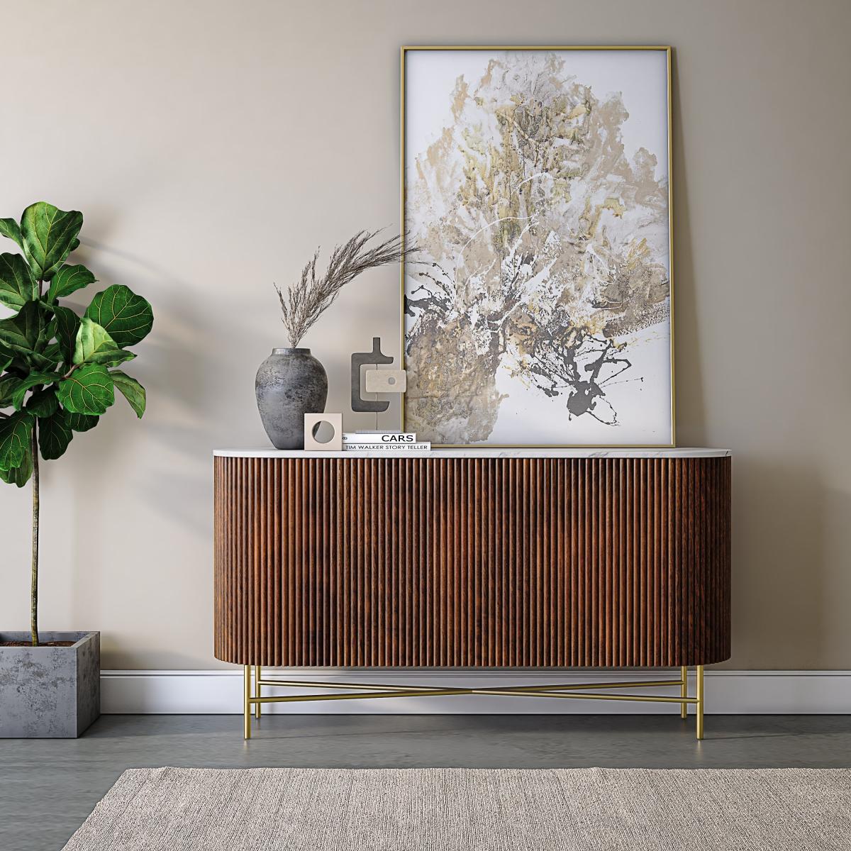 Return - Kiera Large Sideboard, Mango Wood & Real Marble – image 2