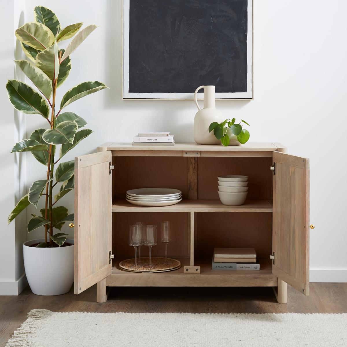 Theodore Small Sideboard Whitewashed Wood – image 2