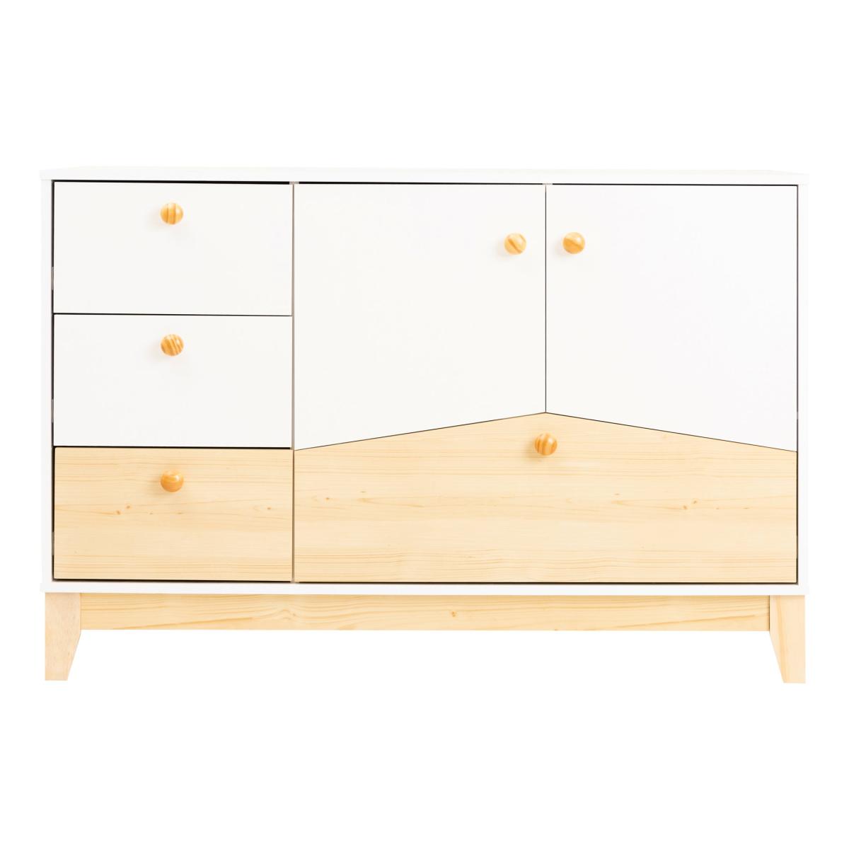Cody 2 Door 4 Drawer Storage Unit White/Brown – image 4