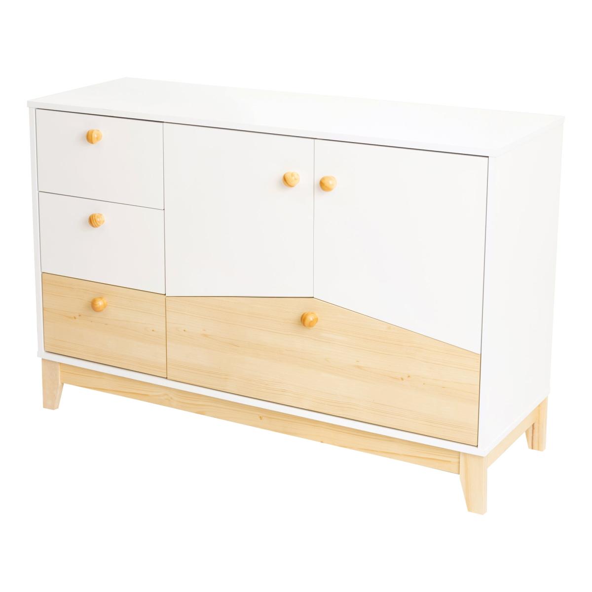 Cody 2 Door 4 Drawer Storage Unit White/Brown – image 5