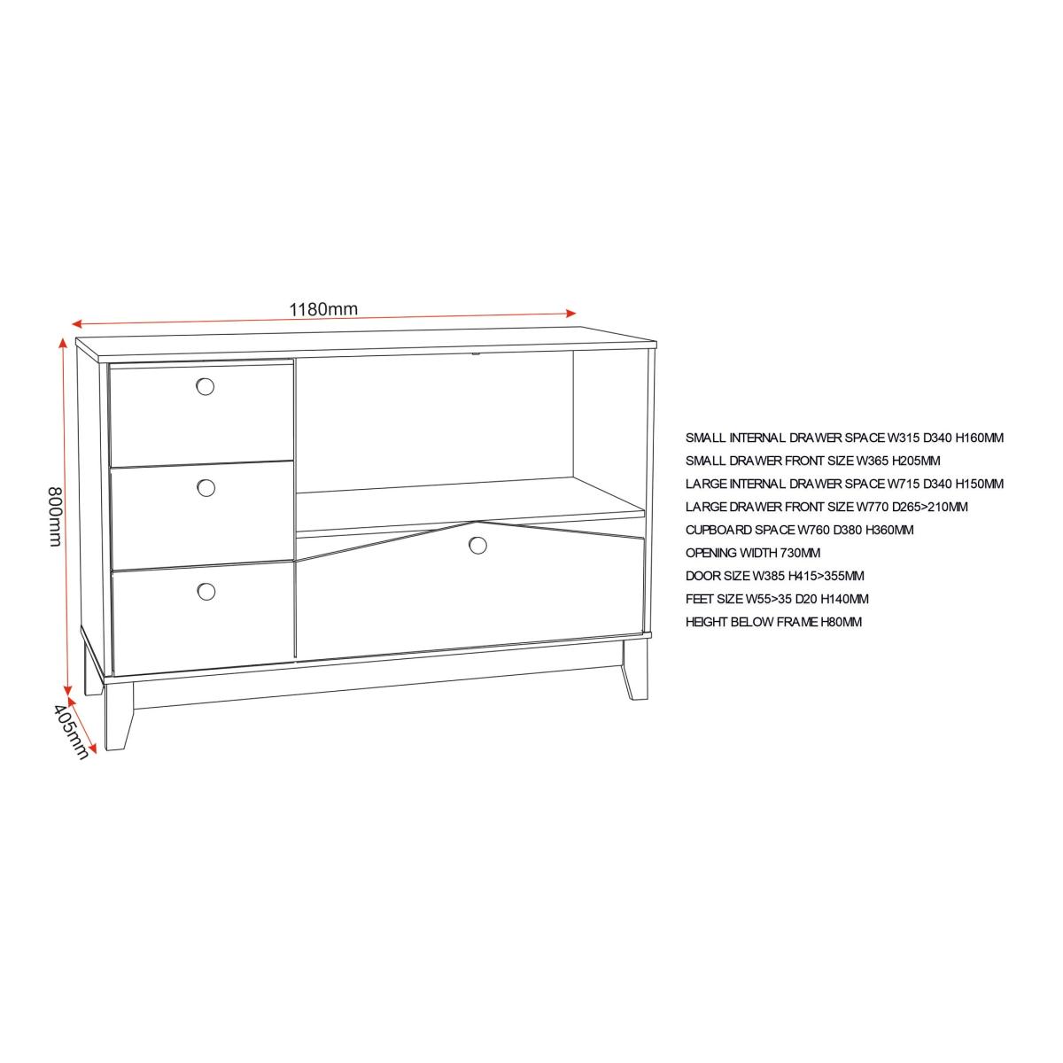 Cody 2 Door 4 Drawer Storage Unit White/Brown – image 9