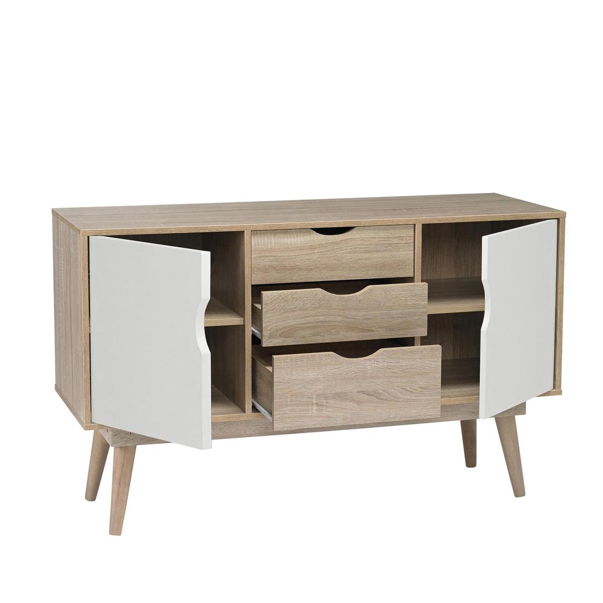Scandi 3 Drawer White Sideboard White – image 3