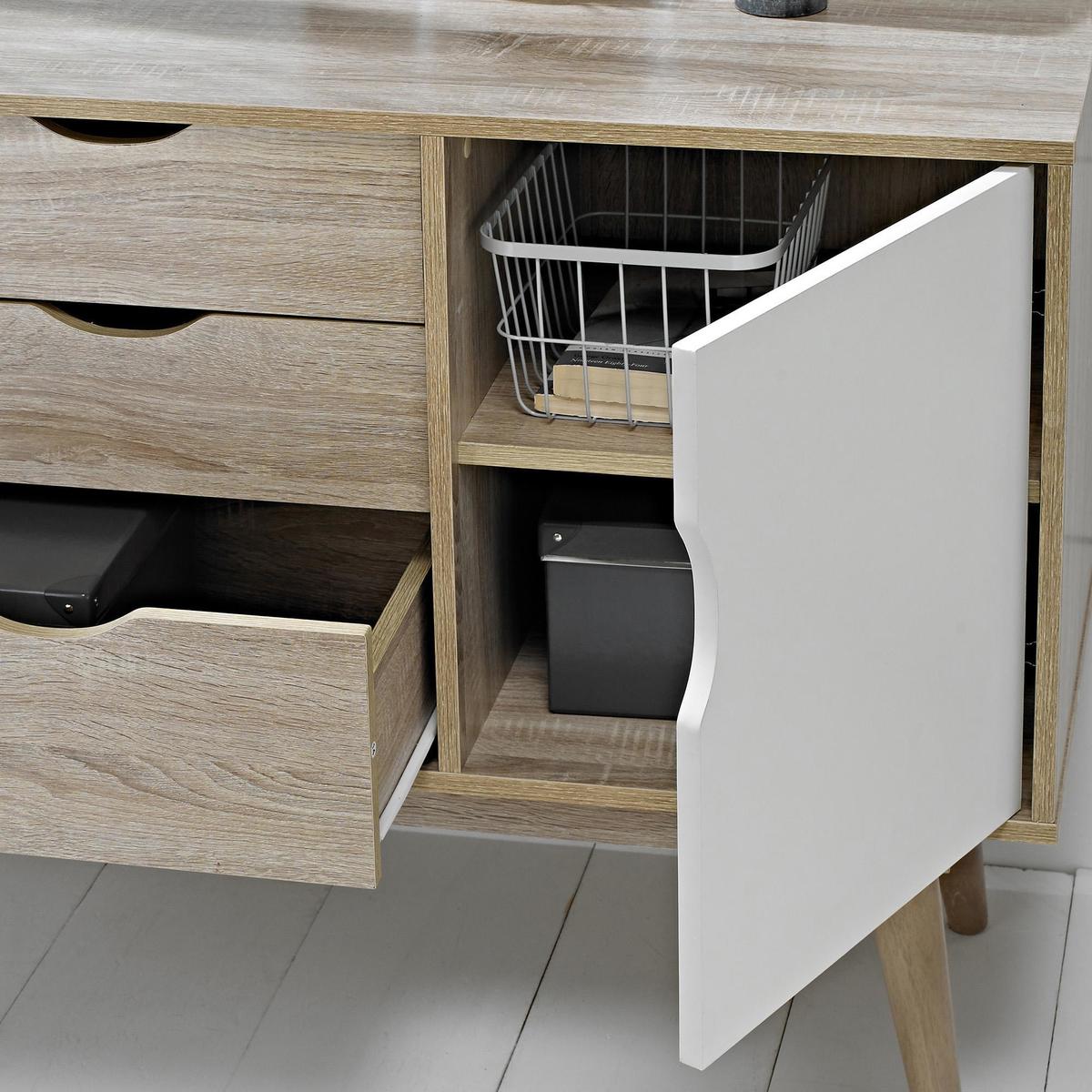Scandi 3 Drawer White Sideboard White – image 5