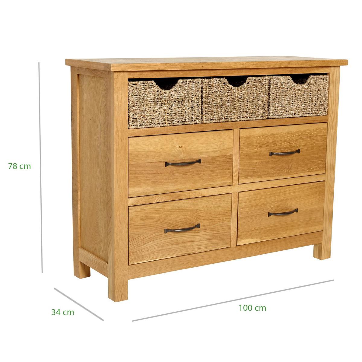 Sidmouth Oak Sideboard With Baskets Light Brown / Natural – image 3