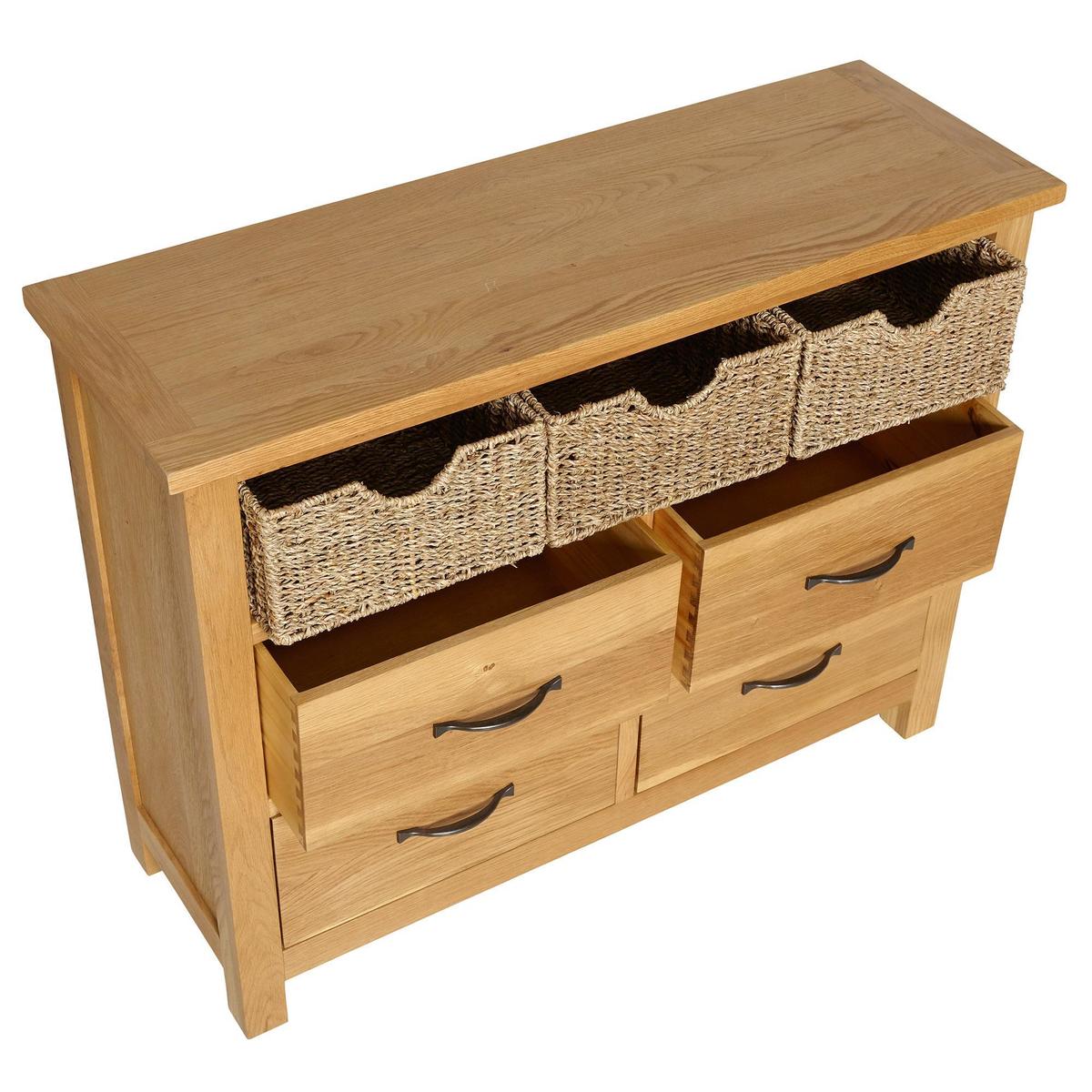 Sidmouth Oak Sideboard With Baskets Light Brown / Natural – image 4