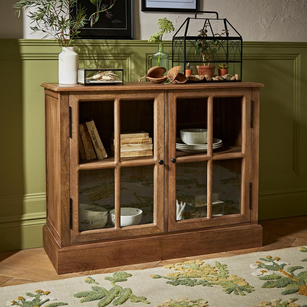 Small Glazed Display Cabinet Wood (Brown) – image 2