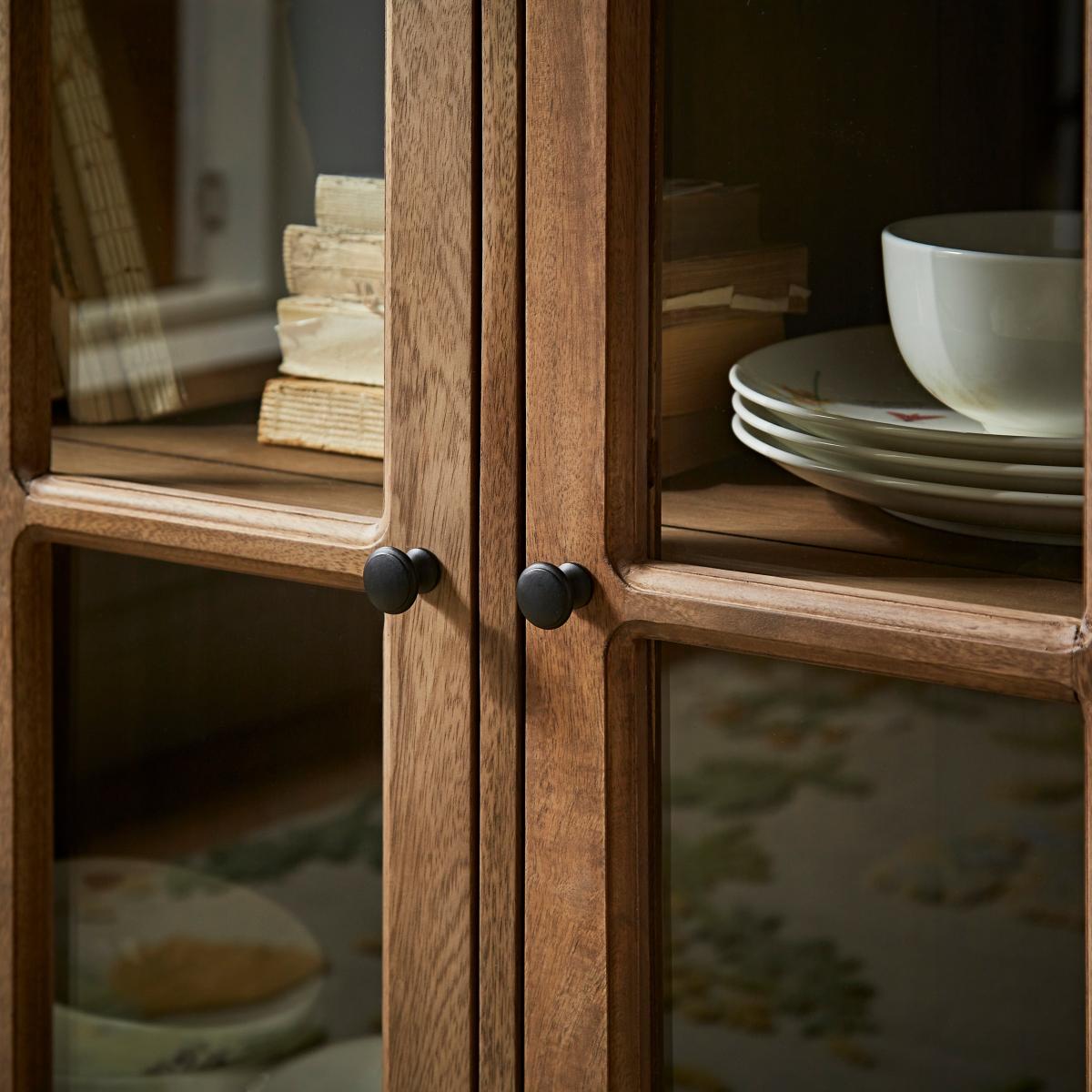 Small Glazed Display Cabinet Wood (Brown) – image 3