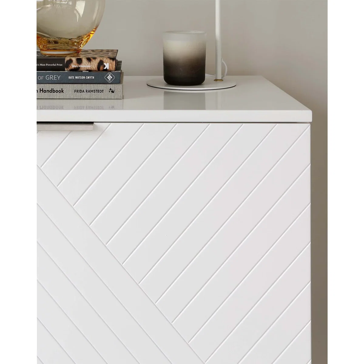 Geo Large Matt White and Stainless Steel Textured Sideboard – image 5