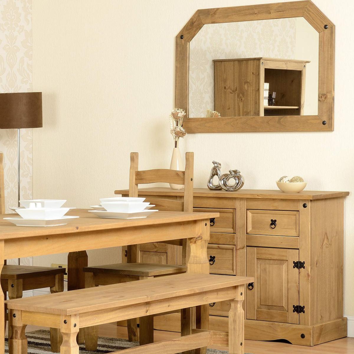 Seconique Original Corona Pine Sideboard with 2 Doors & 5 Drawers with Black Handles – image 3
