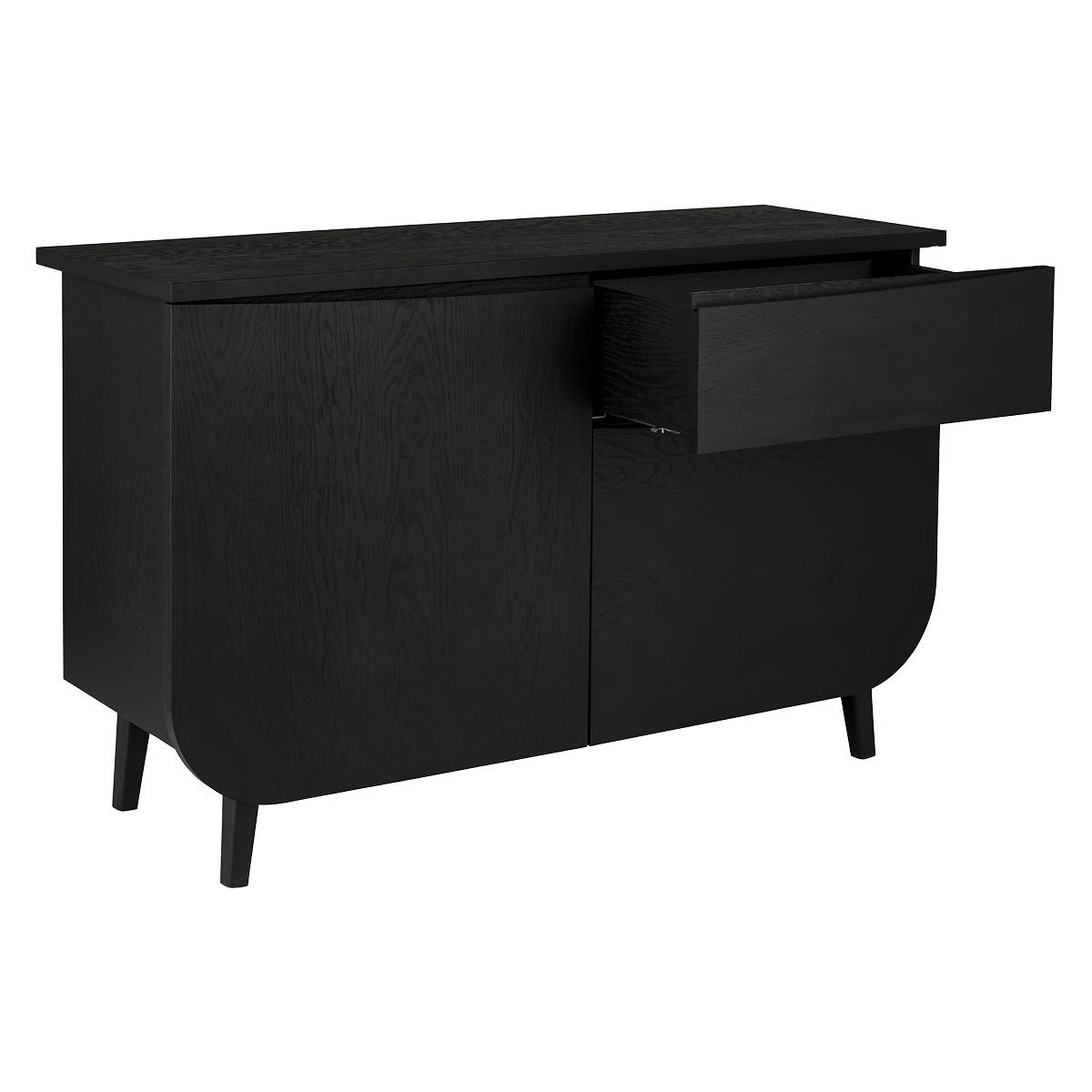 ETTA Black stained oak curved sideboard with 2 doors and 1 drawer – image 3