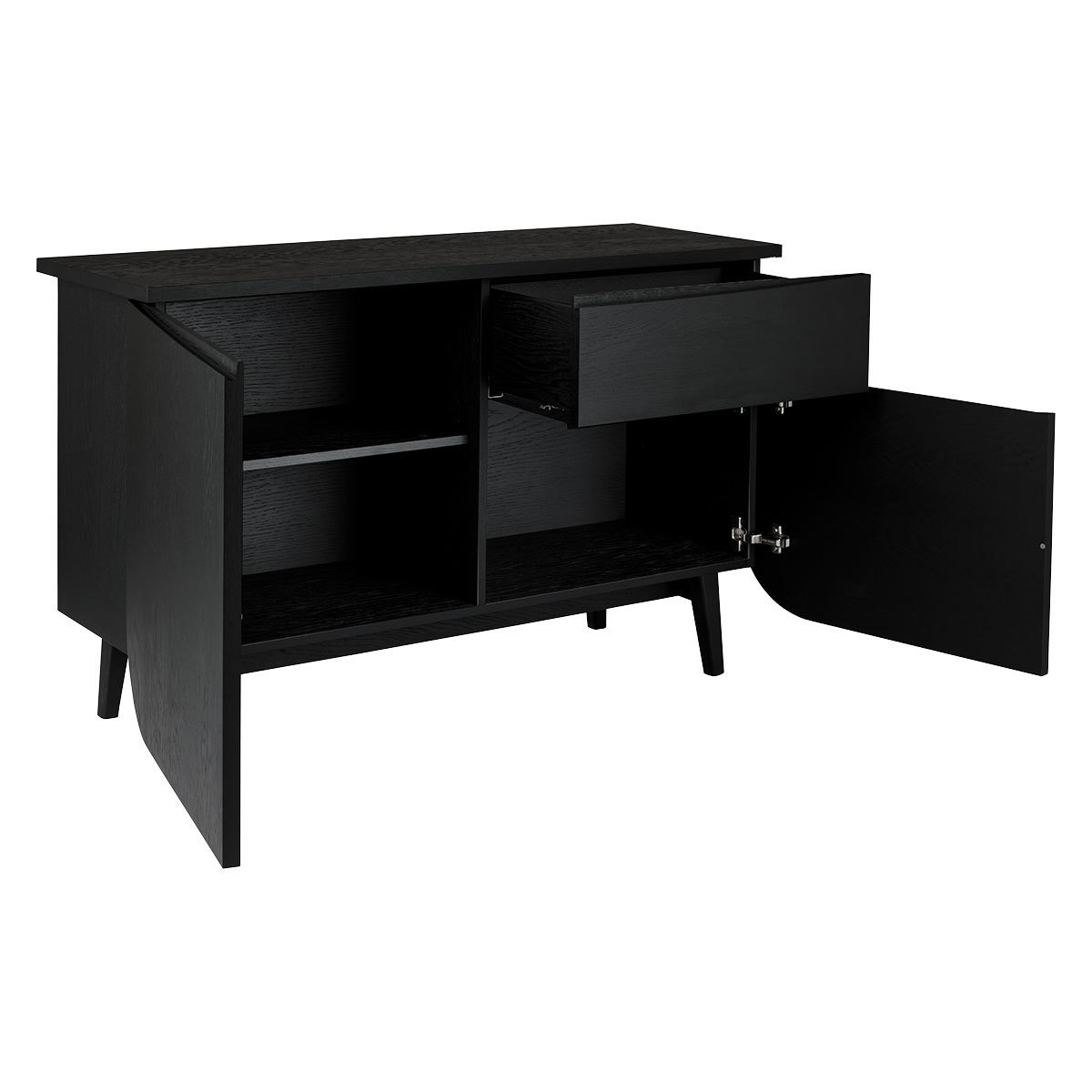 ETTA Black stained oak curved sideboard with 2 doors and 1 drawer – image 4