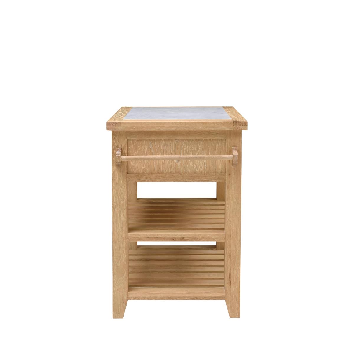 Cotswold Inglesham Small Kitchen Island, Whitewash Oak/White Marble – image 3